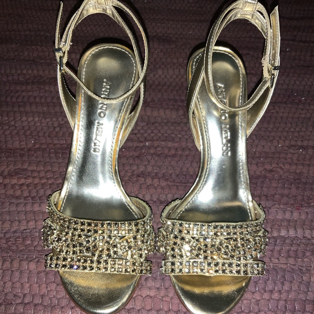 Antonio Melani Gold Rhinestone Heels